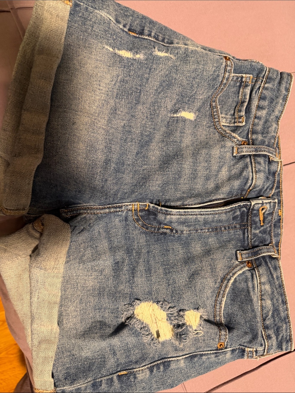 Old Navy Light Blue Distressed Boyfriend Jean Shorts